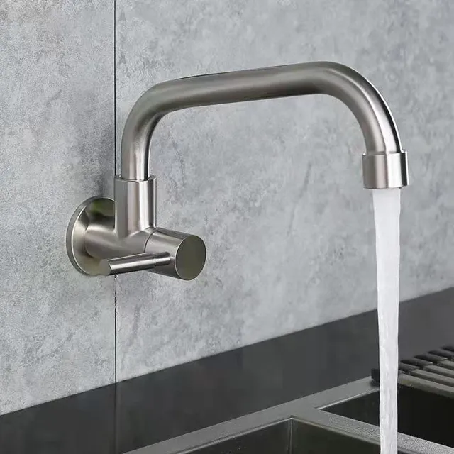 Robinet d'Eau Froide Simple Mural en Acier Inoxydable – vue 2