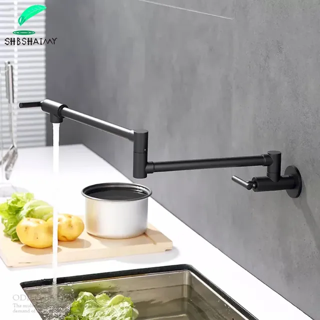 Robinet de cuisine mural en laiton noir