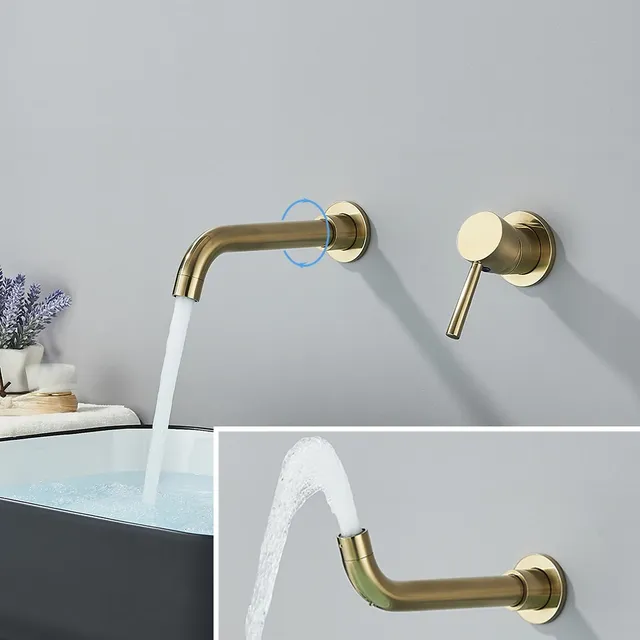 Robinet de lavabo en or brossé/noir – vue 3