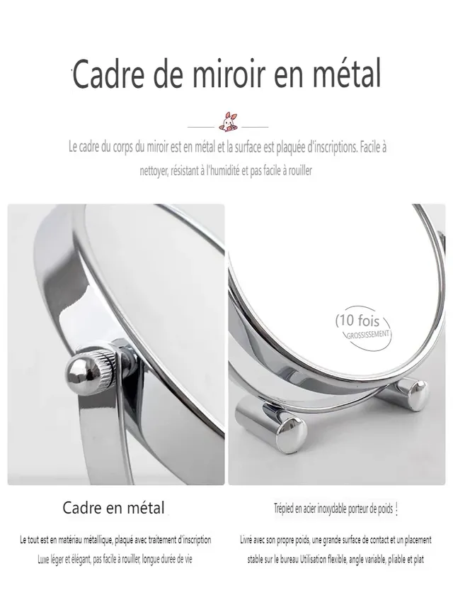 6‘’ Miroir de Maquillage Miroir Grossissant 1X/10X Forme… – vue 5