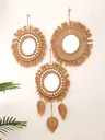 Miroir mural rond macramé tissé main bohème folklorique… – vue 2