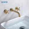 Robinet de lavabo de salle de bains dissimulé doré brossé, double poignée intégrée, robinet mitigeur de Type corps joint, évier mitigeur en laiton, robinet de grue ﻿