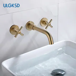 Robinet de lavabo de salle de bains dissimulé doré brossé