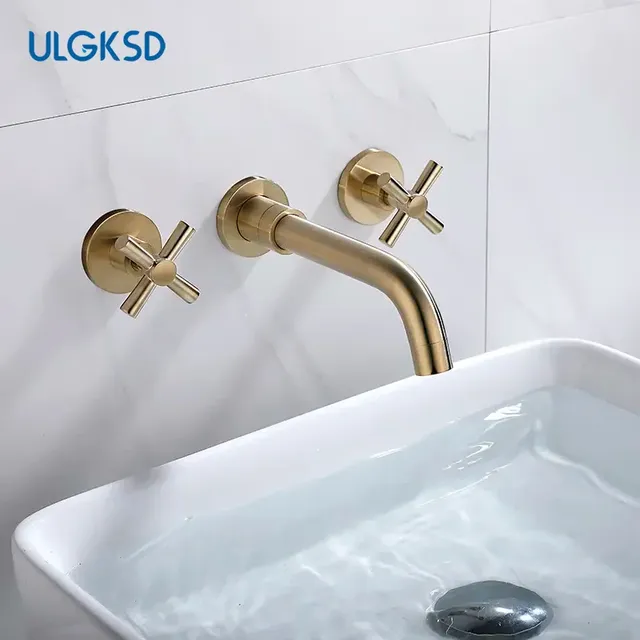 Robinet de lavabo de salle de bains dissimulé doré brossé