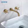 Robinet de lavabo de salle de bains dissimulé doré brossé – vue 1