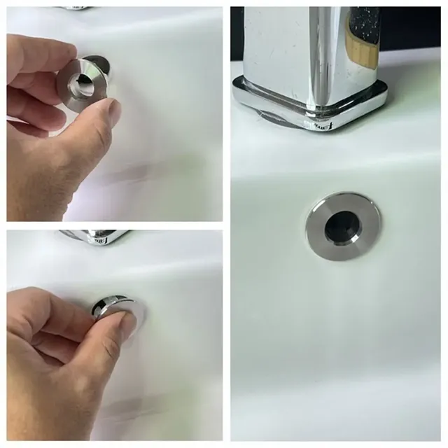 Cache trou évier débordement rond acier inox brossé… – vue 2