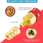 Adaptateur coupleur à raccord rapide pour R1234YF à R134A, adaptateur latéral haut et bas, connecteur de raccord de climatisation de voiture, outils de voiture