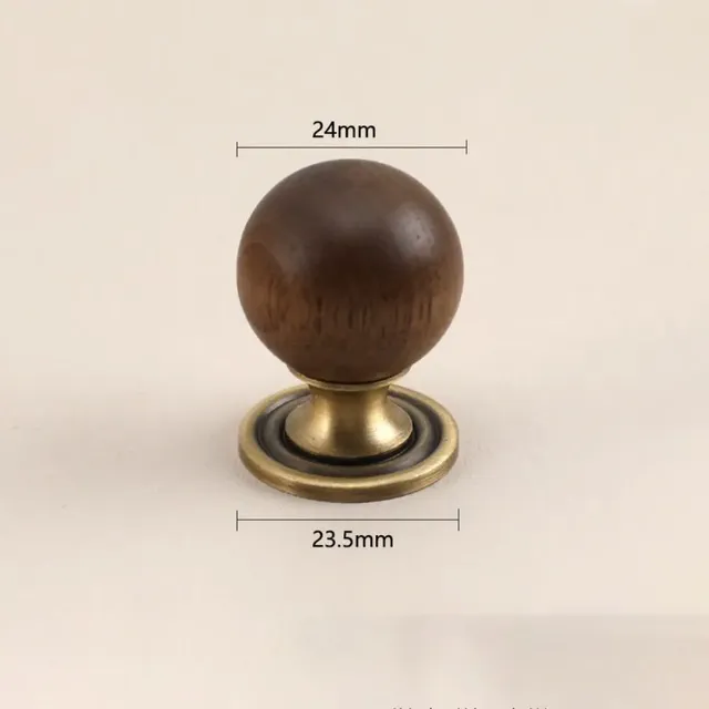 Poignée armoire laiton bois noyer bouton sphérique rétro… – vue 5