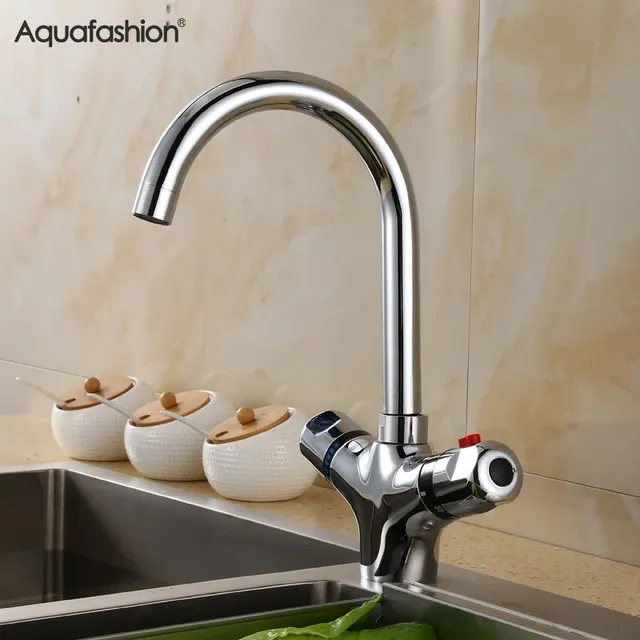 Robinet thermostatique évier cuisine laiton chromé… – vue 5