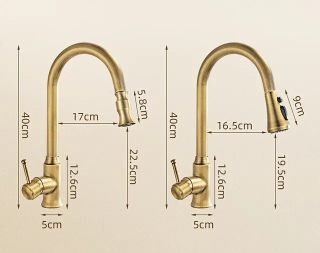 Robinet de cuisine en laiton antique – vue 6