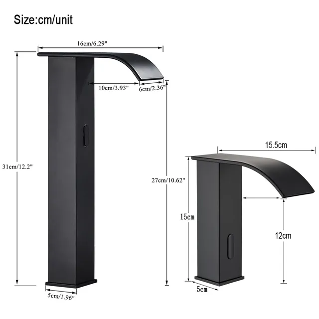 Robinet de lavabo à capteur noir salle de bain à capteur… – vue 6