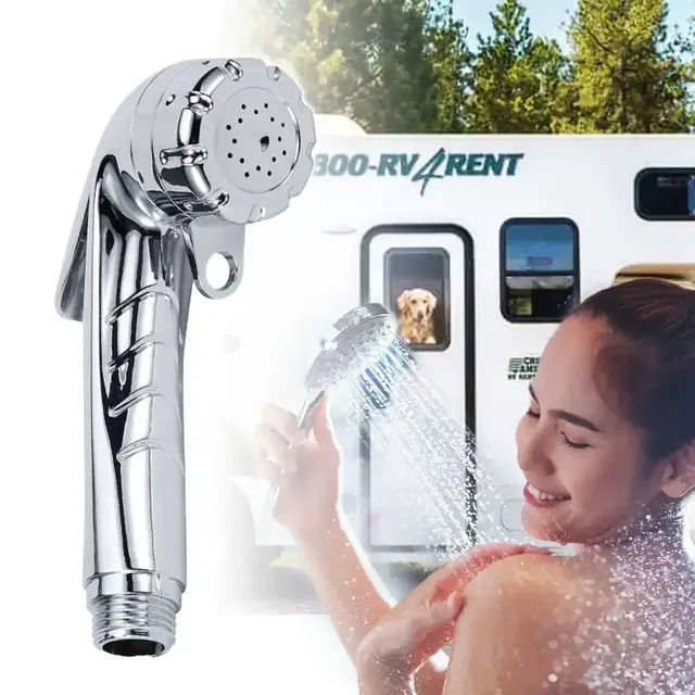 Pommeau de douche de couleur chromée 1/2 avec bouton de… – vue 2