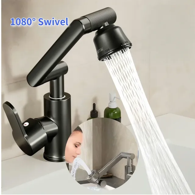 1080 ° Robinet de lavabo mécanique rotatif pour salle de… – vue 2