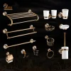 ensemble mural accessoires salle bain laiton sculpté finition bronze antique porcelaine florale rétro élégant barres porte serviettes porte papier crochets