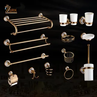 Ensemble mural accessoires salle bain laiton sculpté finition bronze…