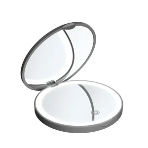 Mini miroir de maquillage LED Shoous, rond, portable, pliable, petit miroir compact avec lumière, USB, déterminer les miroirs grossissants de maquillage