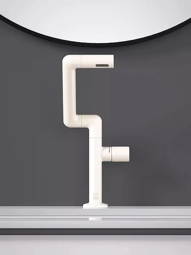 Robinet lavabo mitigeur monocommande laiton ivoire mat… – vue 5