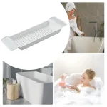 Plateau de baignoire extensible, égouttoir, peu encombrant, étagère de baignoire domestique, petit plateau de rangement pour serviettes, lunettes-AT64