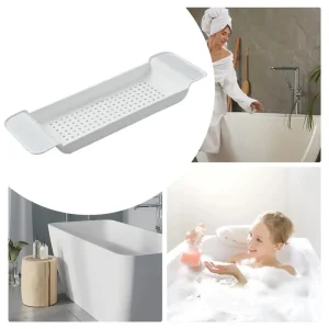 Plateau de baignoire extensible, égouttoir, peu encombrant, étagère de baignoire domestique, petit plateau de rangement pour serviettes, lunettes-AT64