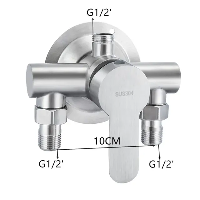 Robinet de douche mural en acier inoxydable avec poignée… – vue 6