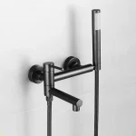 Robinets de centre commercial muraux avec ensembles de douchette à main, douche de baignoire, laiton, poignée unique, bec cascade, Robinets HOBidet