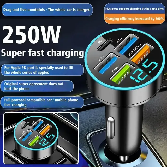 Chargeur de voiture PD 250W QC3.0