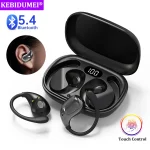 Bluetooth 5.4 crochet d&rsquo;oreille casque TWS sans fil écouteurs HiFi stéréo étanche casques LED affichage longue veille tactile écouteurs