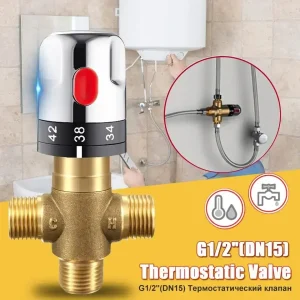 Robinet mitigeur de robinet thermostat en laiton pour salle de bains, mitigeur à température réglable, vanne de contrôle de l&rsquo;eau pour chauffe-eau