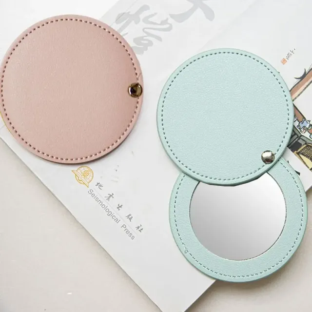 Miroir rotatif rond en cuir – vue 2