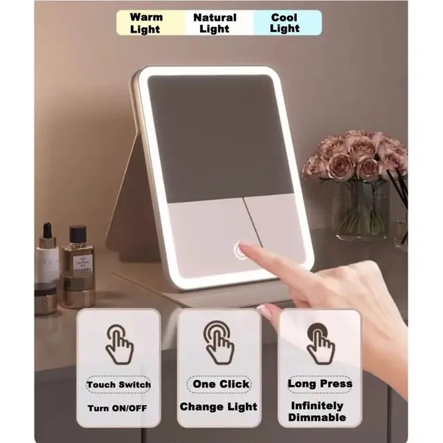 Miroir maquillage LED pliable portable cadre lumineux… – vue 3