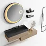 Miroir rond éclairé tactile étanche cadre noir mat halo… – vue 2
