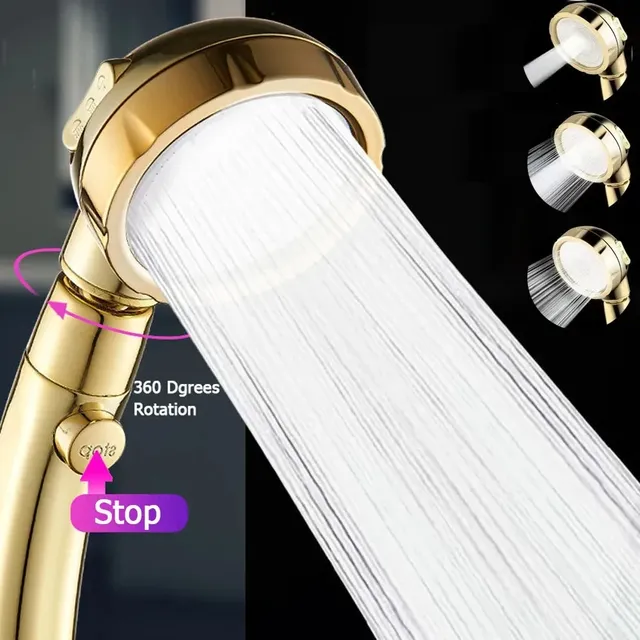 Pommeau de douche haute pression doré – vue 2