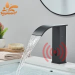 Samrt – robinet de lavabo à capteur, grand/court, cascade, montage sur pont, mélangeur d&rsquo;eau froide et chaude sans contact, robinet de lavage de salle de bains