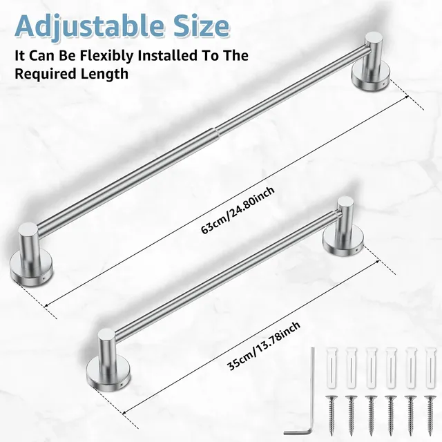 Barre serviettes murale extensible télescopique acier… – vue 6