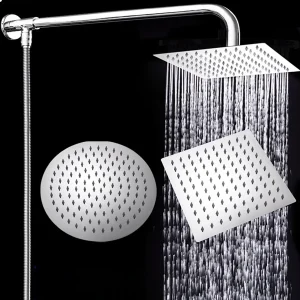 Pommeau de douche mural Ultra-fin de 8/10/12 pouces, avec bras de douche en acier inoxydable de 16 pouces, tuyau ABS de 150cm, matériel de salle de bains Pommeau de douche mural Ultra-fin de 8/10/12 pouces, avec bras de douche en acier inoxydable de 16 pouces, tuyau ABS de 150cm, matériel de salle de bains