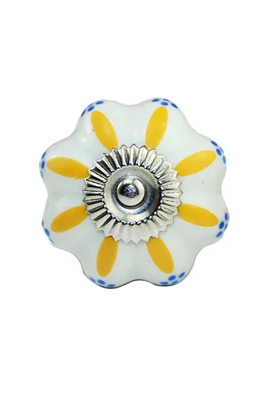Lot douze boutons céramique glaçurée forme fleur… – vue 4