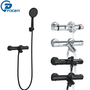 Ensemble de robinets de douche thermostatiques noirs, mitigeur thermostat de salle de bains, mélangeur de salle de bains chaud et froid, robinet de baignoire, mitigeur