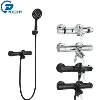 Ensemble de robinets de douche thermostatiques noirs