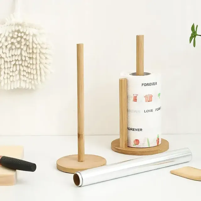Porte-rouleau de papier de cuisine en bois – vue 4