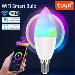 Tuya – ampoule intelligente à intensité variable, bougie en spirale à cinq voies, Wifi RGB, télécommande et commande vocale, 5W
