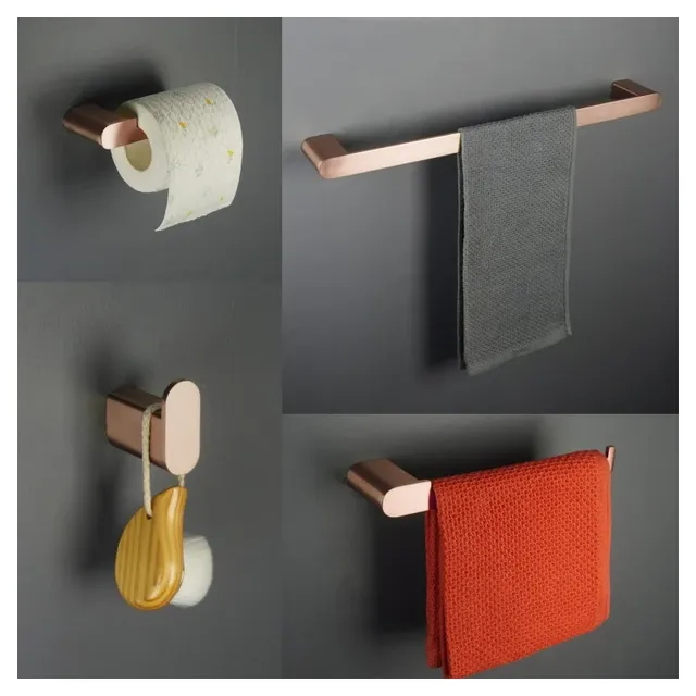Porte-serviettes en or Rose brossé/crochet à… – vue 3