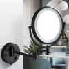 Miroir mural maquillage éclairé LED double face grossissant 3x5x10x articulé pivotant télescopique bras métal cuivre chromé rond réglable
