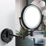 HOMakeup-Miroir de Bain Pliable Double Face à Extension Murale, Lumière LED, pour Hôtel