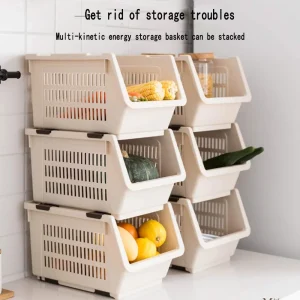 Panier de cuisine empilable avec roulettes, support de rangement pour jouets, bacs de rangement empilables en plastique, garde-manger avant ouvert, cuisine aux fruits, salle de bains Panier de cuisine empilable avec roulettes, support de rangement pour jouets, bacs de rangement empilables en plastique, garde-manger avant ouvert, cuisine aux fruits, salle de bains