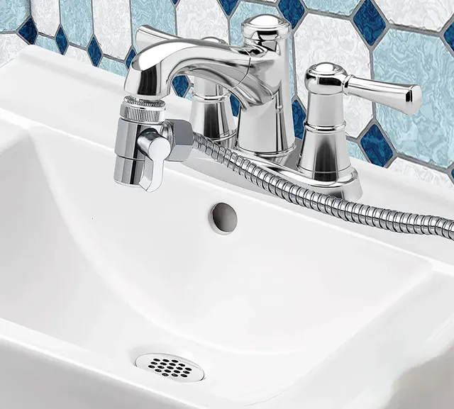 Robinet de lavabo de salle de bains chromé à poignée… – vue 4
