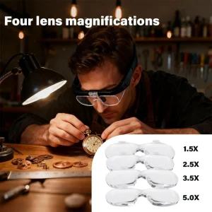 Loupes loupe 1,5x 2,5x 3,5x 5,0x USB Rechargeable avec lumière LED pour la lecture bijoutiers horloger réparation portant Loupes loupe 1,5x 2,5x 3,5x 5,0x USB Rechargeable avec lumière LED pour la lecture bijoutiers horloger réparation portant
