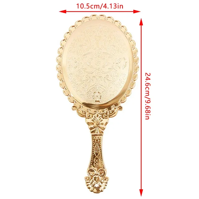 Miroir vintage ovale festonné or rose gravé floral dos… – vue 6