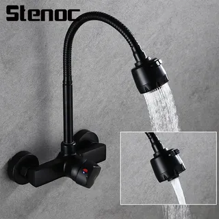 Stenoc robinet de cuisine noir double trou mural 2 modèles robinet…