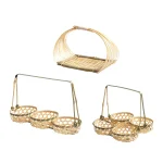 panier bambou tressé plateau rectangulaire anses métalliques dorées paniers ronds artisanal écologique finition miel présentation apéritifs pâtisserie cadeau mariage