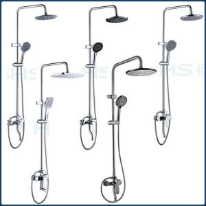 Système de douche en laiton chromé/gris, ensemble de robinets de douche de salle de bains muraux, ensemble de douche de salle de bains à pluie avec robinet pivotant Système de douche en laiton chromé/gris, ensemble de robinets de douche de salle de bains muraux, ensemble de douche de salle de bains à pluie avec robinet pivotant